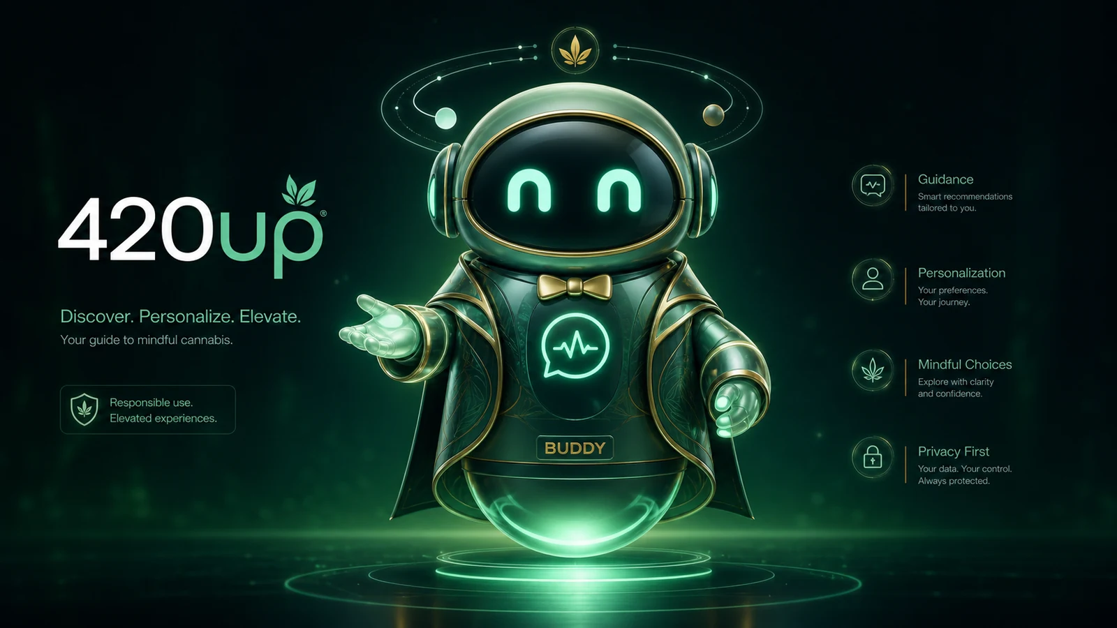 420up Buddy cannabis concierge character