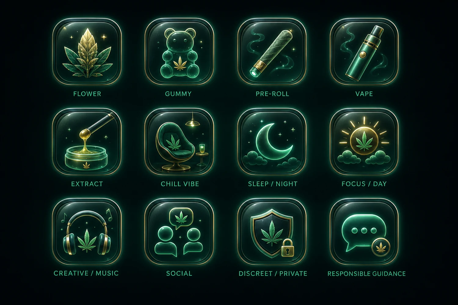 420up cannabis preference icon grid
